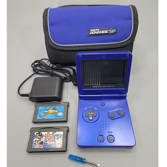 Nintendo Game Boy Advance Cobalt Blue Bundle With @ Games & Charger - Picture 1 of 7